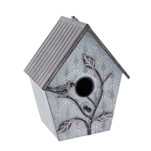 Dekohänger Vogelhäuschen braun/grün/weiß - ca. 18 x 14 x 22 cm