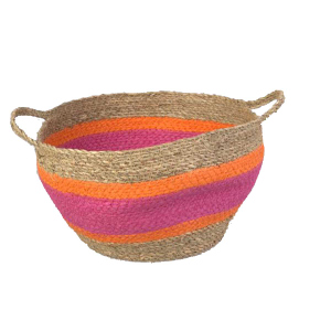 Körbchen - rund - pink/braun - ca. 27 x 19,5 x 17,5 cm