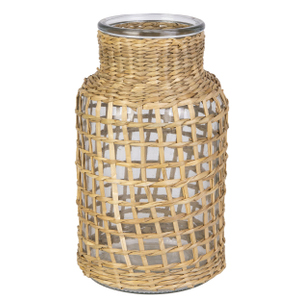 Vase Flasche mit Hülle braun - ca. 13,5 x 25 cm