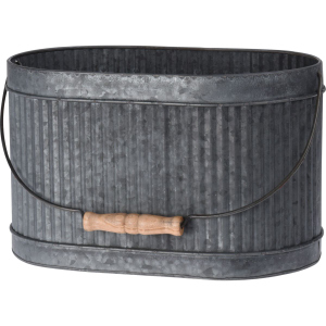 Blumentopf oval - Metall - Maße: ca. 34 x 22 x 20 cm - mit Henkel - Gr. L