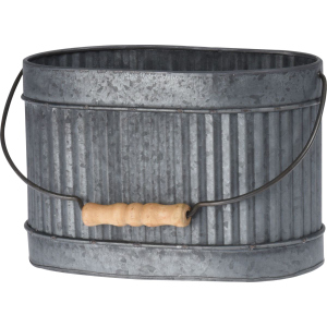 Blumentopf oval - Metall - Maße: ca. 29 x 19 x 17,5 cm - mit Henkel - Gr. M