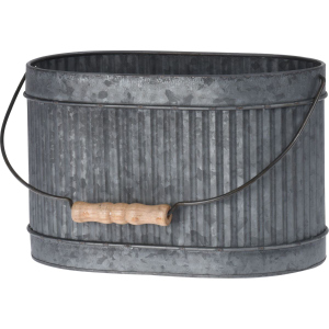 Blumentopf oval - Metall - Maße: ca. 24 x 17,5 x 15,5 cm - mit Henkel - Gr. S