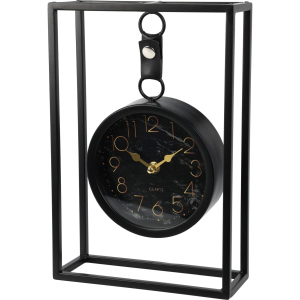 Tischuhr - aus Metall - ca. 30 cm - schwarz/gold