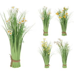 Kunstblumen-Gebinde - Gras mit Blüten, 1 Stück