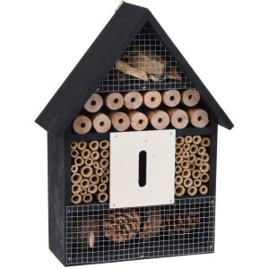 Insektenhotel - aus Holz - ca. 30 cm - schwarz