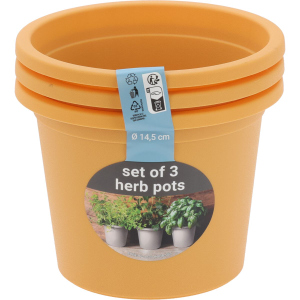 3er Set Blumentopf - aus Kunststoff - ca. ø 14,5 cm - gelb 