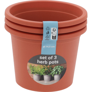 3er Set Blumentopf - aus Kunststoff - ca. ø 14,5 cm - orange