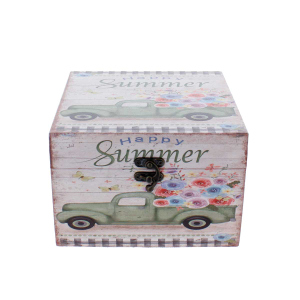 Truhe - Happy Summer weiß/rosa/mint - ca. 18 x 18 x 12 cm