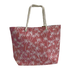 Strandtasche mit Palmen - ca. 38 x 14 x 38 cm - rot