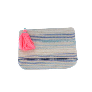 Kosmetiktasche - Quaste- pink - ca. 21 x 15 cm