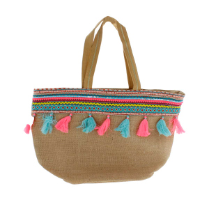 Shopper Tasche mit Quasten - ca. 56 x 19 x 35 cm