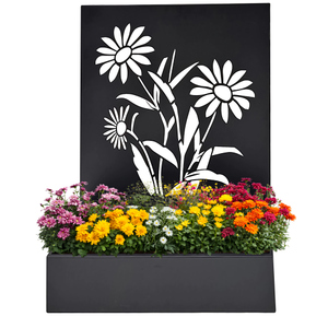 Pflanzkasten mit Sichtschutz - schwarz - ca. 45 x 14 x 10 / 55 cm
