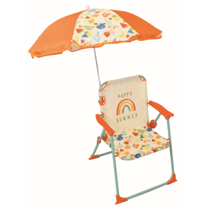 Klappstuhl mit Schirm - Happy Summer - orange/beige  