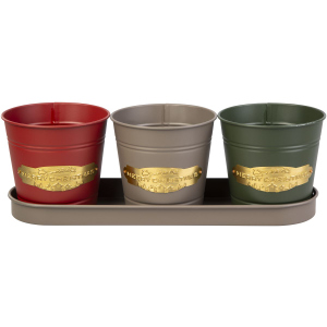 3 Pflanztöpfe - Merry Christmas - rot/grau/grün - ca. 11 x 8 x 10,6 cm