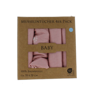 Mulltücher - aus Baumwolle - 70 x 70 cm - Sonnen - 4 Stück - rosa