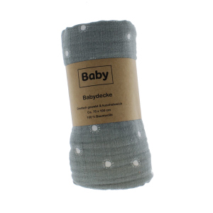 Mulldecke - aus Baumwolle - 75 x 100 cm - Sonne - grün