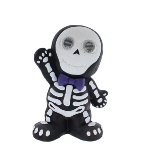 Skelettfigur mit Schleife und LED - ca. 25,5 x 16 x 37 cm