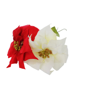 Weihnachtssternzweig rot/weiß - ca. 68 cm - 1 Stück