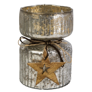 Kerzenhalter mit Stern - ca. 11,8 x 15 cm
