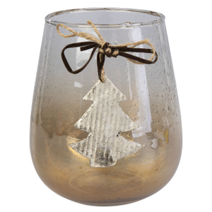 Windlicht mit Baum - ca. 13 x 13,5 cm