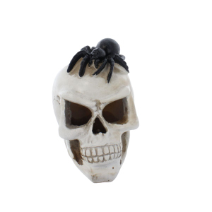 LED Totenkopf mit Spinne - ca. 10 x 14 x 13 cm