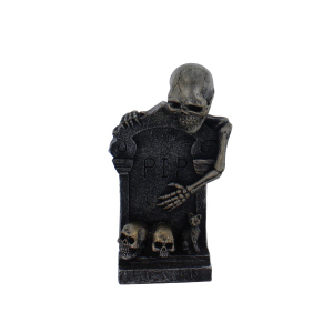 Grabstein mit Skelett - ca. 12,3 x 7,1 x 20,5 cm