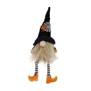 Kantenhocker Wichtel mit Licht orange/schwarz - ca. 16 x 13 x 48 cm