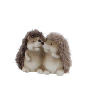 Igelpaar mit Fell - ca. 16,5 x 10,5 x 12,5 cm