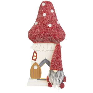 Pilzhaus mit Wichtel und Licht - ca. 18 x 9 x 40 cm