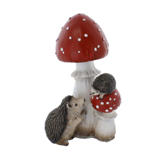 Igel auf Fliegenpilz - ca. 11,2 x 8,2 x 18,7  cm