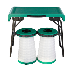 Faltbarer Tisch mit 2 Hockern - türkis