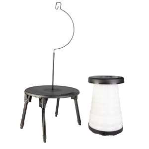 Faltbares Campingset - Tisch und Hocker - schwarz