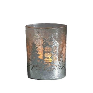 Windlicht - silber - ca. 9 x 10 cm