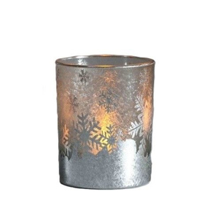Windlicht - Schneeflocke silber - ca. 10 x 12,5 cm