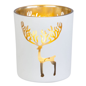 Windlicht - Hirsch grau - ca. 9 x 10 cm