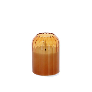 LED Kerze im Glas - orange - ca. 7,5 x 10 cm