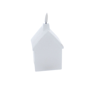 LED Kerze Haus - weiß - ca. 7,7 x 11,5 cm