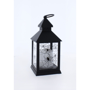 LED Laterne mit Spinnen schwarz - ca. 10,5 x 25 cm