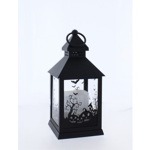 LED Laterne mit Kürbis schwarz - ca. 10,5 x 25 cm