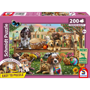 Puzzle - Gartenpicknick für Hund und Katze - 200 Teile