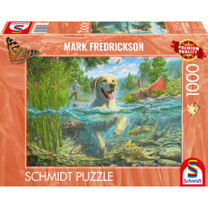 Puzzle - Mark Fredrickson - Hundeliebe, gelber Labrador auf Fischjagd - 1000 Teile