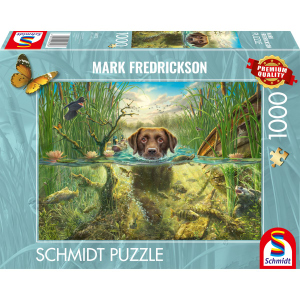 Puzzle - Mark Fredrickson - Hundeliebe, brauner Labrador im kühlen Nass - 1000 Teile