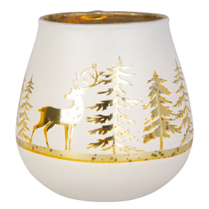 Windlicht - weiß/silber - ca. 11 x 11 cm