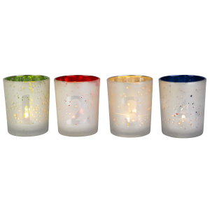 4er Set Teelichthalter mit Zahlen 1-4 - ca. 7,5 x 9 cm