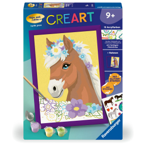 Malen nach Zahlen - CREART® - Pferd mit Blumen