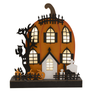 Halloweenhaus Kürbis mit Licht - ca. 21,5 x 5 x 25 cm