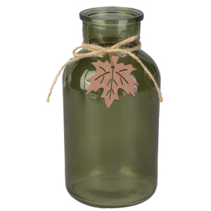 Vase mit Blatt grün - ca. 10 x 20 cm