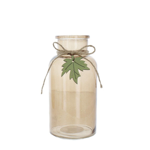 Vase mit Blatt braun - ca. 8 x 16,5 cm