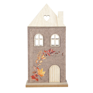 Haus mit Blättern braun - ca. 15 x 5 x 30 cm