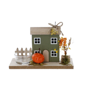 Haus mit Teelichthalter - Holz - ca. 18x7x12,5 cm